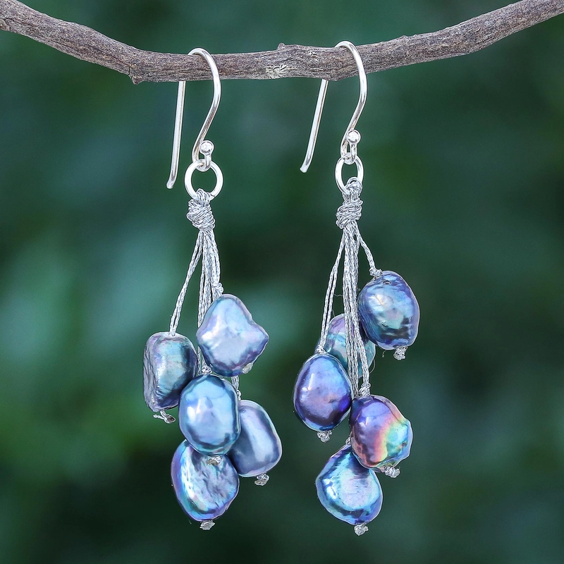 Vintage Blue Rain Earrings-Maryam Jewelry