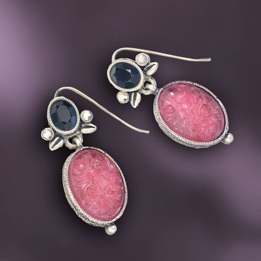 Vintage Pink Opal Earrings-Maryam Jewelry