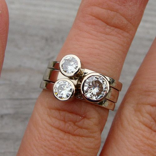 Vintage Layered Zirconia Silver Ring-Maryam Jewelry