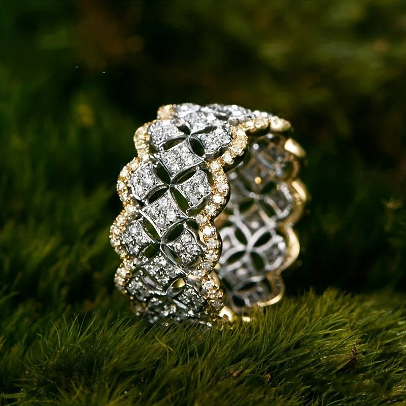 Elegant Bright Gold & Silver Ring-Maryam Jewelry