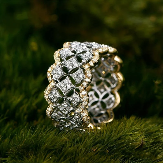 Elegant Bright Gold & Silver Ring-Maryam Jewelry