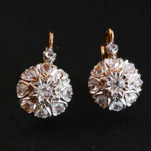 Vintage Flower Crystalline Earrings-Maryam Jewelry