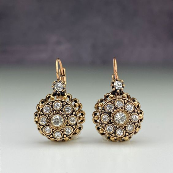 Vintage Mandala Flower Crystal Earrings-Maryam Jewelry