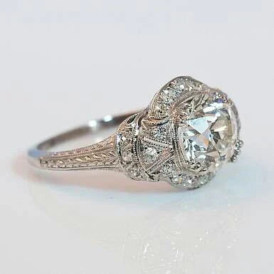 Vintage Silver White Crystal Ring-Maryam Jewelry