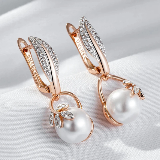 Elegant Pearl Zirconia Earrings-Maryam Jewelry