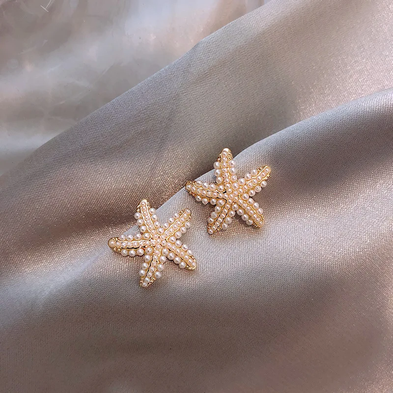 Elegant Starfish Pearl Earrings-Maryam Jewelry