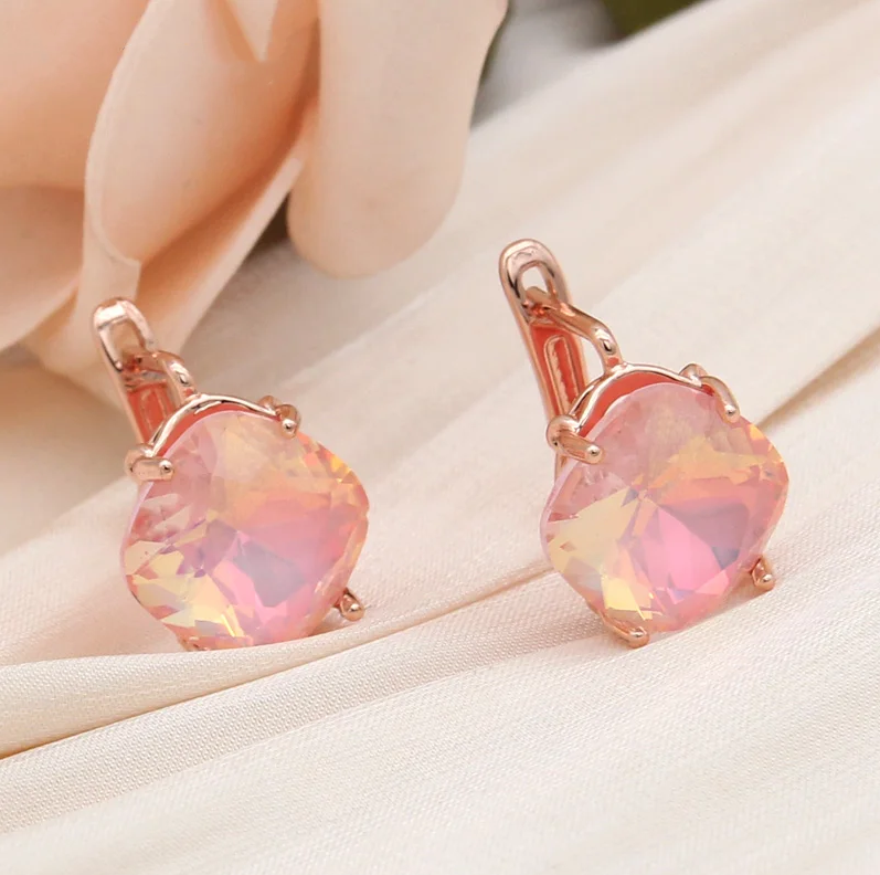 Elegant Pink Rounded Opal Earrings-Maryam Jewelry