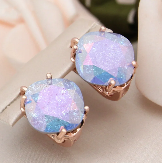 Elegant Purple Rounded Opal Earrings-Maryam Jewelry