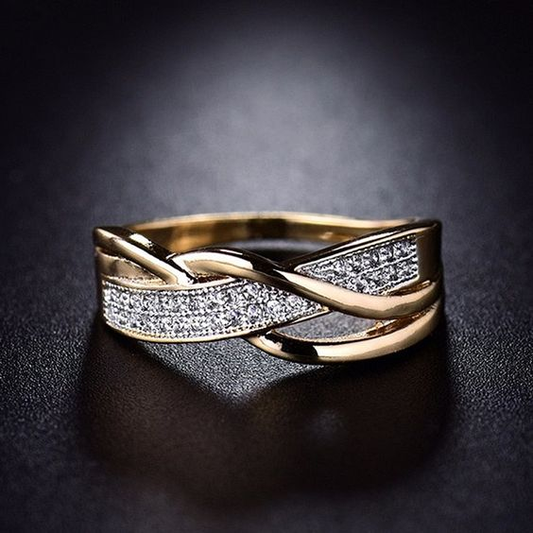 Vintage Gold Braid Zirconia Ring-Maryam Jewelry