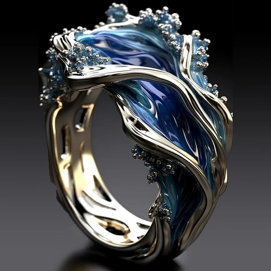Vintage Golden Ocean Wavy Ring-Maryam Jewelry