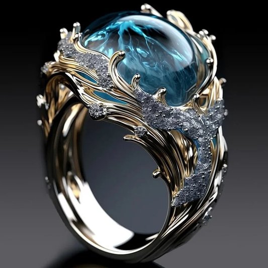 Vintage Ocean Crystal Ring-Maryam Jewelry