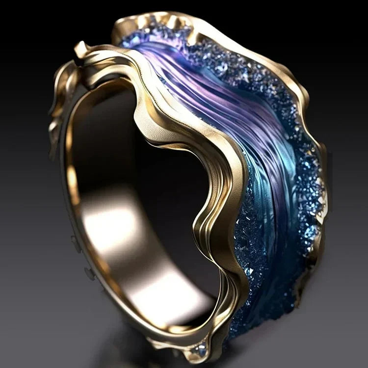 Vintage Golden Ocean Ring-Maryam Jewelry