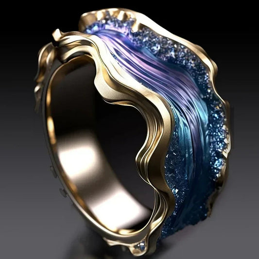 Vintage Golden Ocean Ring-Maryam Jewelry