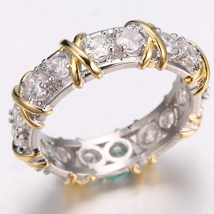 Vintage Elegant Zirconia Gold & Silver Ring-Maryam Jewelry