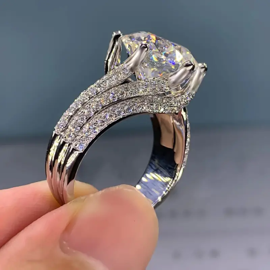 Vintage Crystal Silver Ring-Maryam Jewelry
