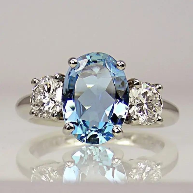 Vintage Light Blue Crystal Ring-Maryam Jewelry