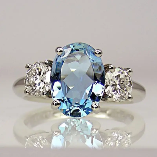 Vintage Light Blue Crystal Ring-Maryam Jewelry