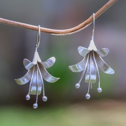Vintage Silver Open Lotus Earrings-Maryam Jewelry