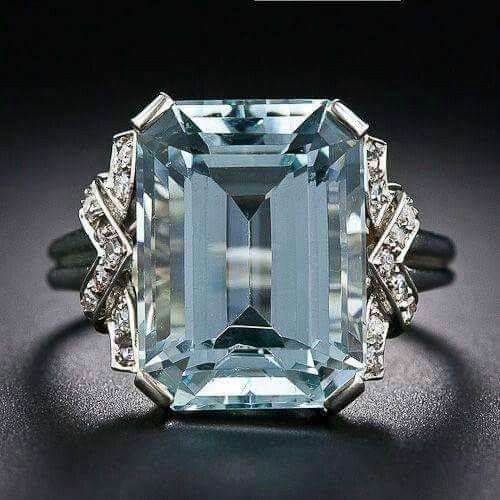 Vintage Blue Cubic Crystal Ring-Maryam Jewelry