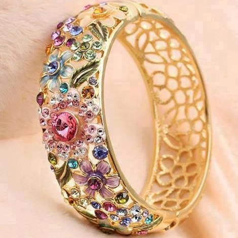 Vintage Golden Colorful Crystal Hollow Ring-Maryam Jewelry