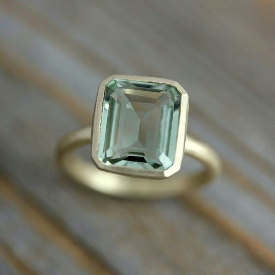 Vintage Inlaid Green Glass Gold Ring-Maryam Jewelry