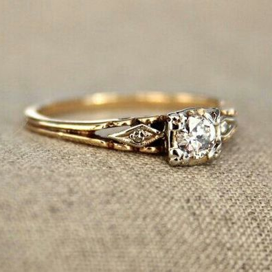 Vintage Zirconia Fine Gold Ring-Maryam Jewelry