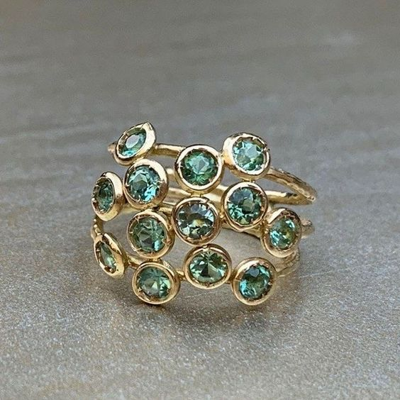Vintage Green Inlaid Glass Ring-Maryam Jewelry