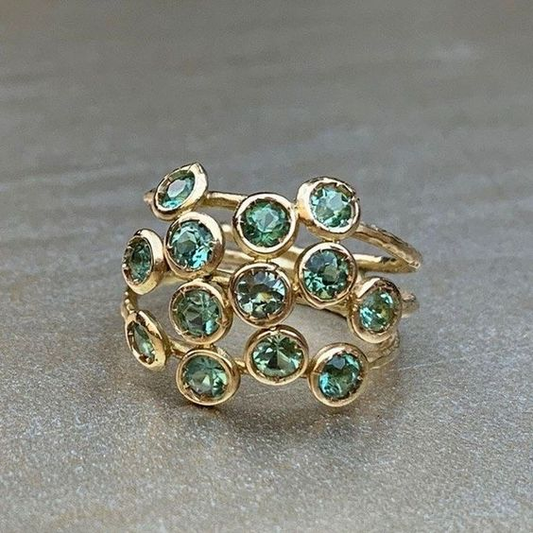 Vintage Green Inlaid Glass Ring-Maryam Jewelry