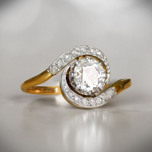 Vintage Zirconia Spiral Ring-Maryam Jewelry