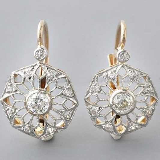Vintage Hollow Mandala Crystal Earrings-Maryam Jewelry