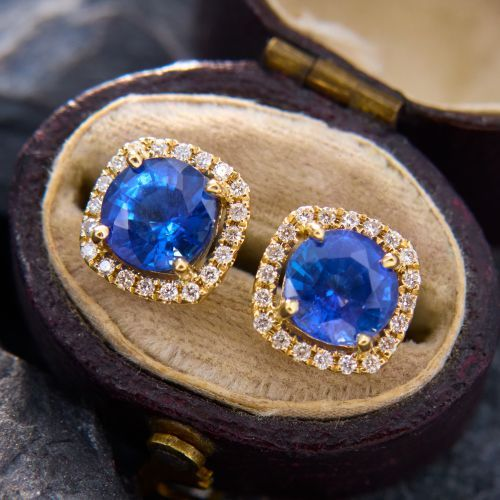 Vintage Blue Crystal Zirconia Earrings-Maryam Jewelry