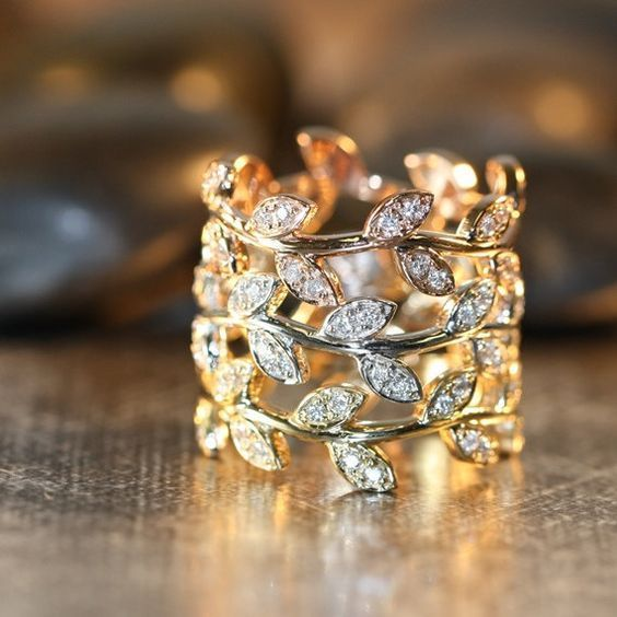 Vintage Bright Leaf Gold Ring-Maryam Jewelry
