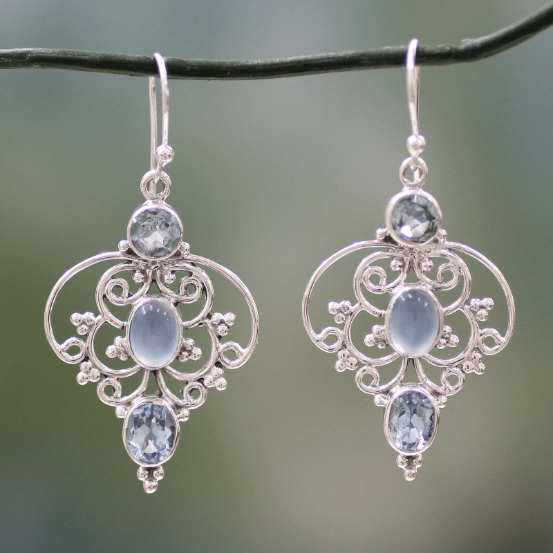 Vintage Moonstone Mandala Crystal Earrings-Maryam Jewelry