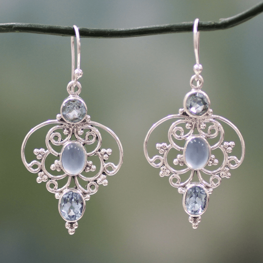 Vintage Moonstone Mandala Crystal Earrings-Maryam Jewelry