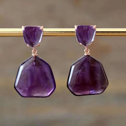 Vintage Purple Crystal Earrings-Maryam Jewelry