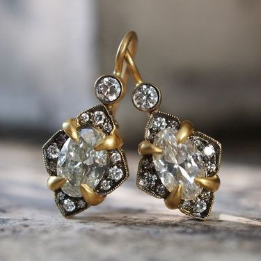 Vintage Crystal Gold Earrings-Maryam Jewelry