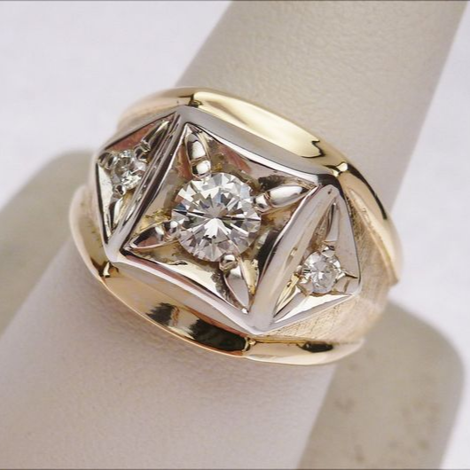 Vintage Square Zirconia Gold & Silver Ring-Maryam Jewelry