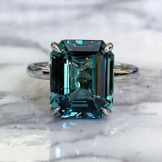 Vintage Blue Greenish Crystal Ring-Maryam Jewelry