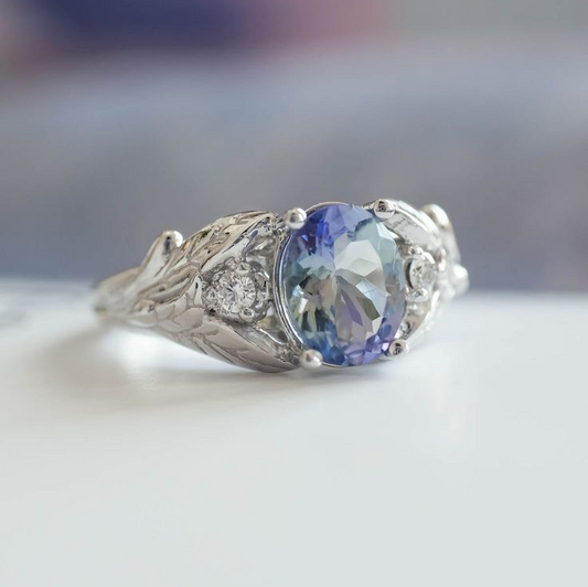 Vintage Blue Stone Silver Ring-Maryam Jewelry