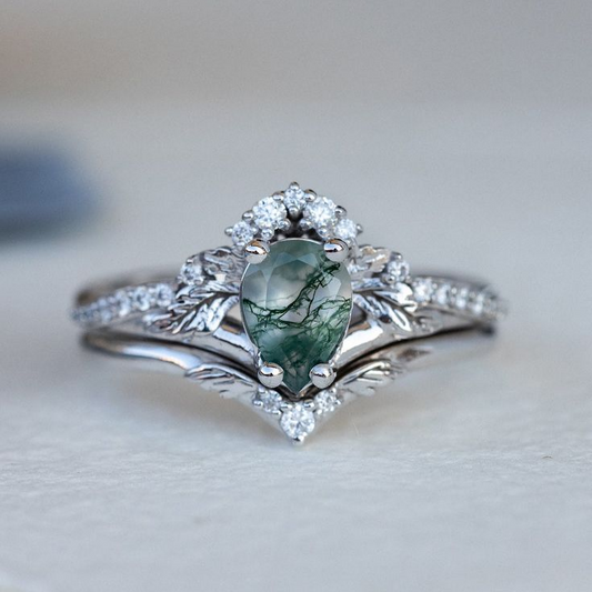Vintage Greenish Stone Silver Ring-Maryam Jewelry