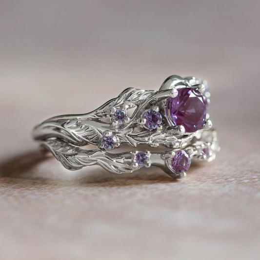 Vintage Purple Stone Silver Ring-Maryam Jewelry