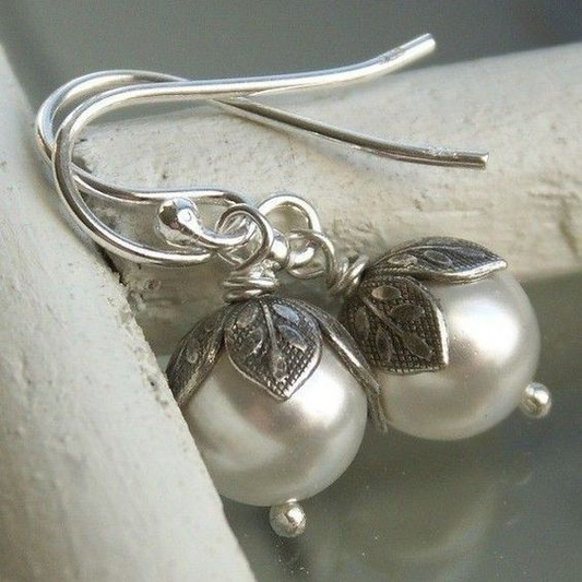 Vintage Pearl Flower Earrings-Maryam Jewelry