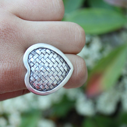 Vintage Silver Plated Heart Ring-Maryam Jewelry