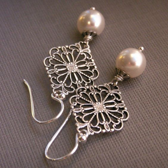 Vintage Mandala & Pearl Silver Earrings-Maryam Jewelry