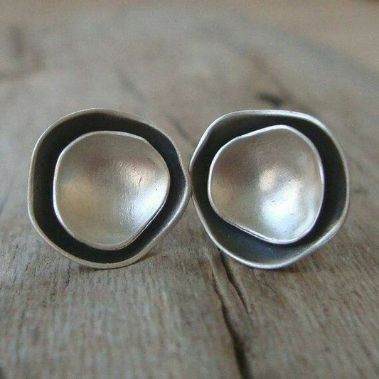 Vintage Silver Dot Earrings-Maryam Jewelry