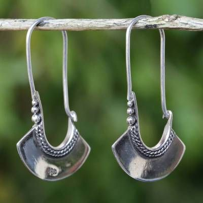 Vintage Silver Crest Earrings-Maryam Jewelry