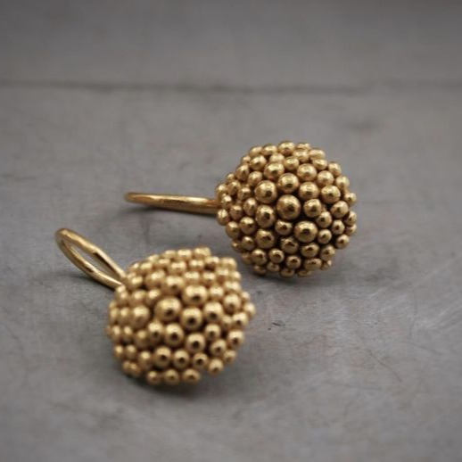 Vintage Golden Pearl Rounded Earrings-Maryam Jewelry