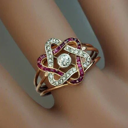 Vintage Bright Garnet Star Ring-Maryam Jewelry