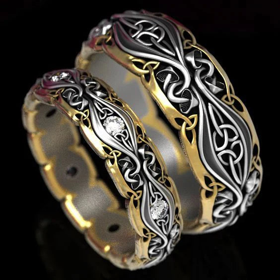 Vintage Couple Gold & Silver Ring-Maryam Jewelry
