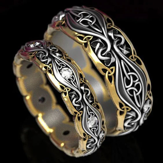 Vintage Couple Gold & Silver Ring-Maryam Jewelry